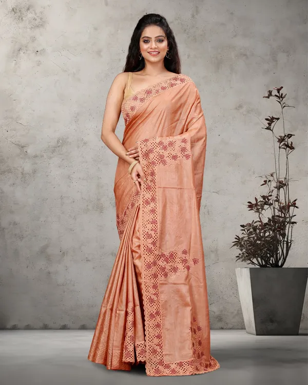 Silkmark_Certified_Pure_Tussar_Cutwork_Warm_Brown_Saree