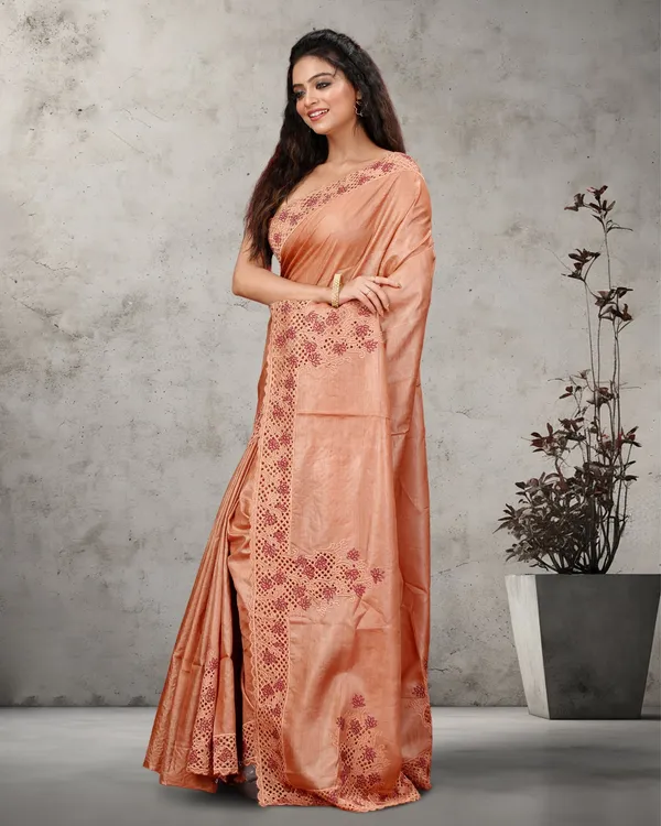 Silkmark_Certified_Pure_Tussar_Cutwork_Warm_Brown_Saree