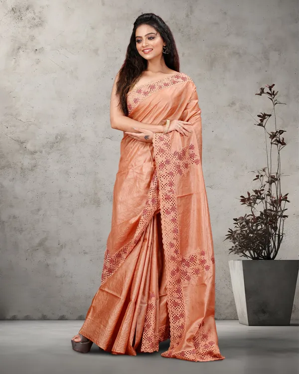 Silkmark_Certified_Pure_Tussar_Cutwork_Warm_Brown_Saree