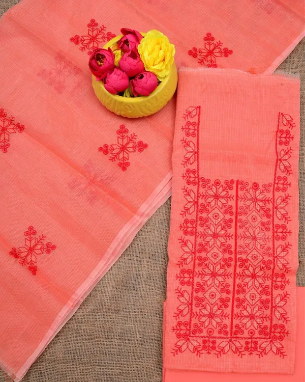 Kashidakari_Kota_Doria_Embroidered_Dark_Peach_Suit