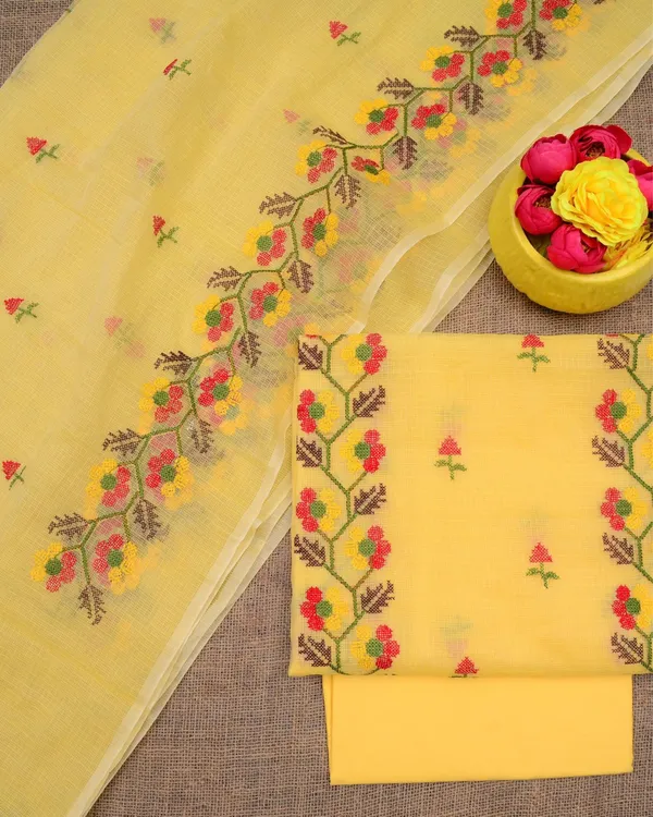 Kashidakari_Kota_Doria_Embroidered_Flax_Yellow_Suit