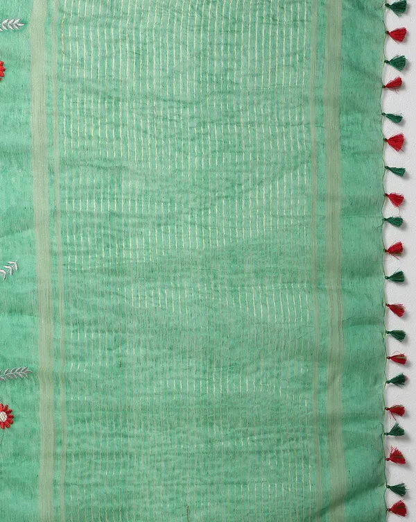 Serene_Silk_Linen_Embroidered_Green_Saree