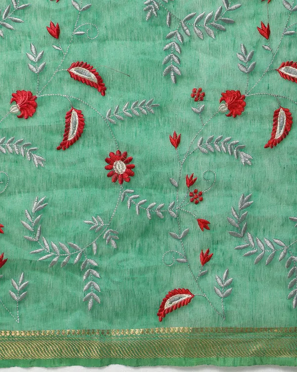 Serene_Silk_Linen_Embroidered_Green_Saree