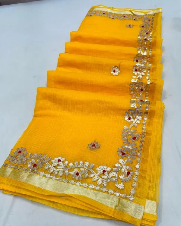 Gilded_Grace_Kota_Cotton_Gota_Patti_Yellow_Saree