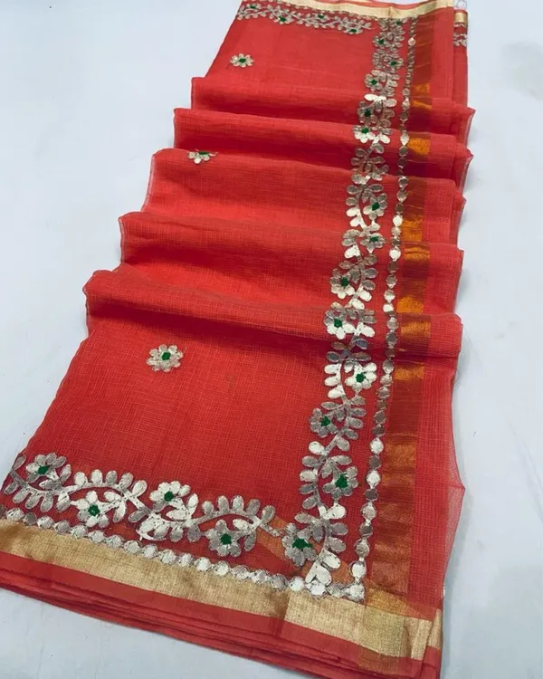 Gilded_Grace_Kota_Cotton_Gota_Patti_Red_Saree