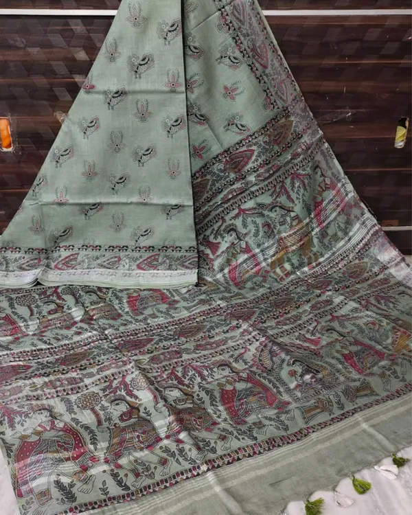 Madhubani_Slub_Linen_Sage_Green_Saree