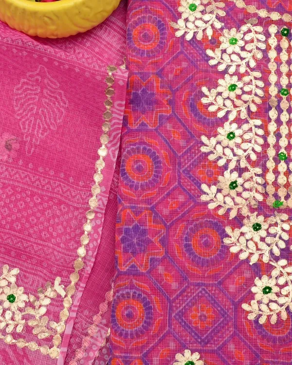 Glimmering_Kota_Doria_Dark_Pink_Gota_Patti_Suit
