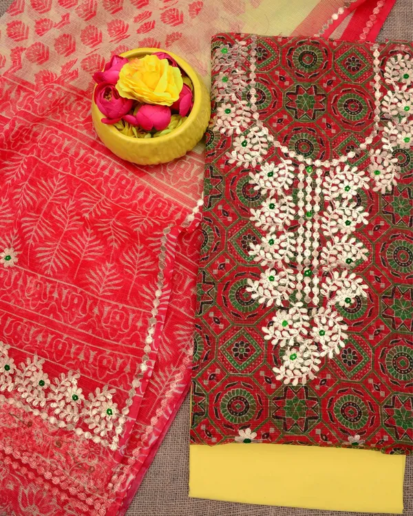Glimmering_Red_&_Yellow_Kota_Doria_Gota_Patti_Suit