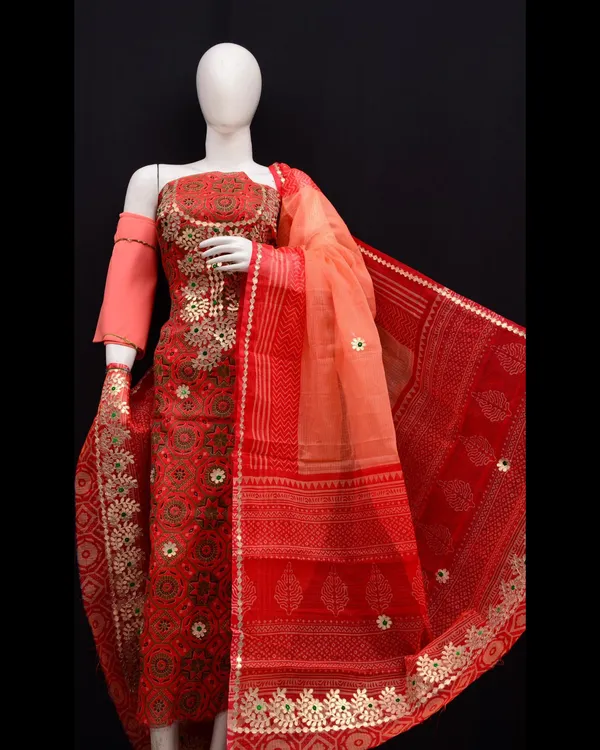 Glimmering_Dark_Red_Kota_Doria_Gota_Patti_Suit