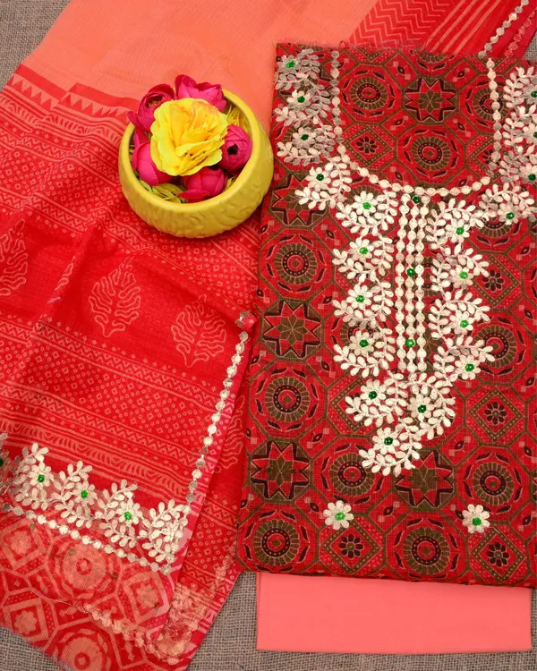 Glimmering_Dark_Red_Kota_Doria_Gota_Patti_Suit