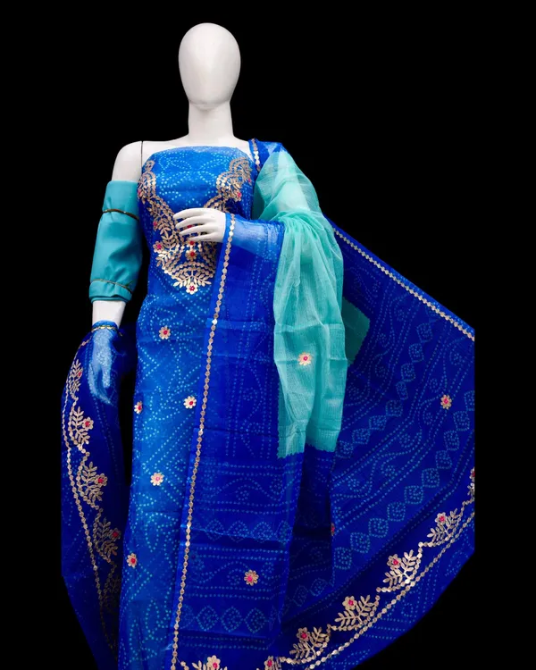 Glimmering_Kota_Doria_Suit_(Top+Bottom+Dupatta)_Blue