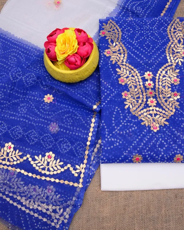Glimmering_Kota_Doria_Suit_Dark_Blue_(Top+Bottom+Dupatta)