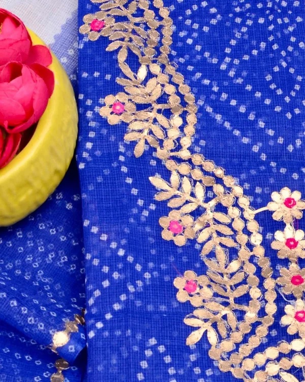 Glimmering_Kota_Doria_Suit_Dark_Blue_(Top+Bottom+Dupatta)