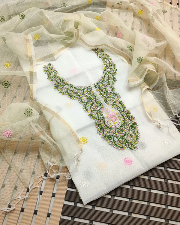 Pankhudi_Embroidered_Kota_Cotton_Elegant_White_Suit_(Top+Dupatta)