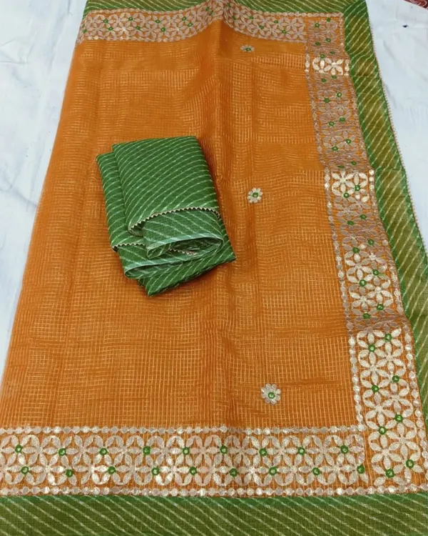 Pankhudi_Jugnu_Checks_Gota_Patti_Orange_Saree