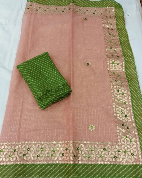 Pankhudi_Jugnu_Checks_Gota_Patti_Peach_Saree
