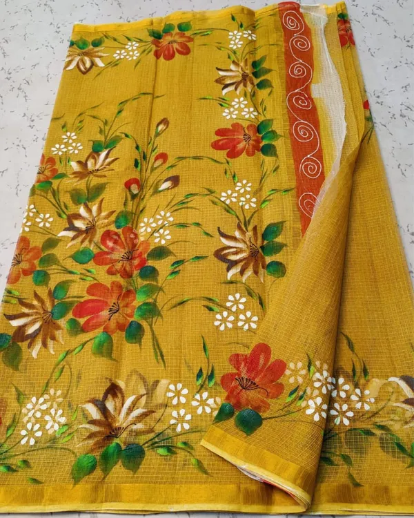 Qalamon_Ke_Nishan_Kota_Cotton_Mustard_Yellow_Saree
