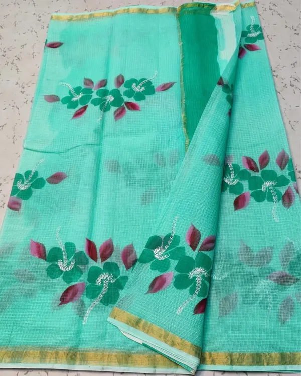 Qalamon_Ke_Nishan_Kota_Cotton_Aqua_Blue_Saree