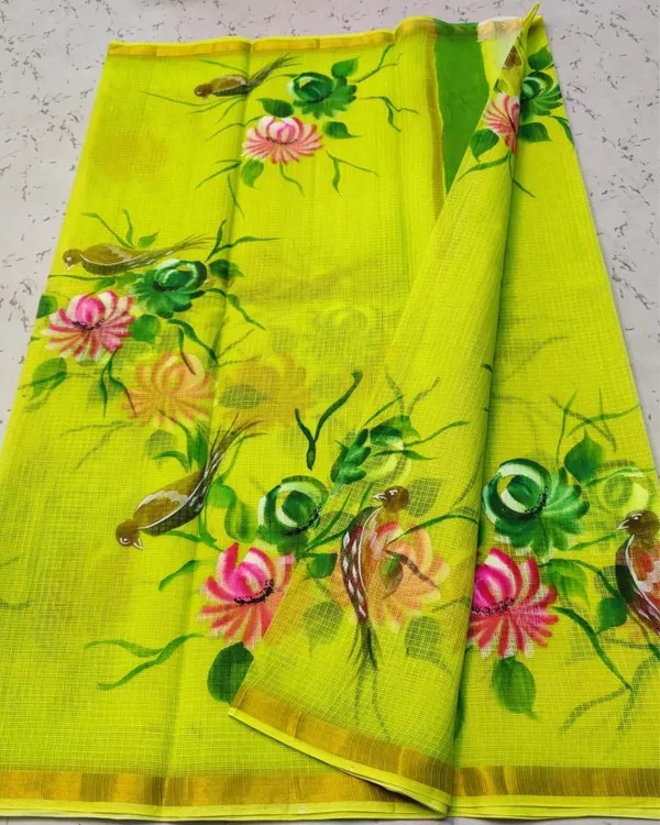 Qalamon_Ke_Nishan_Kota_Cotton_Green_Saree