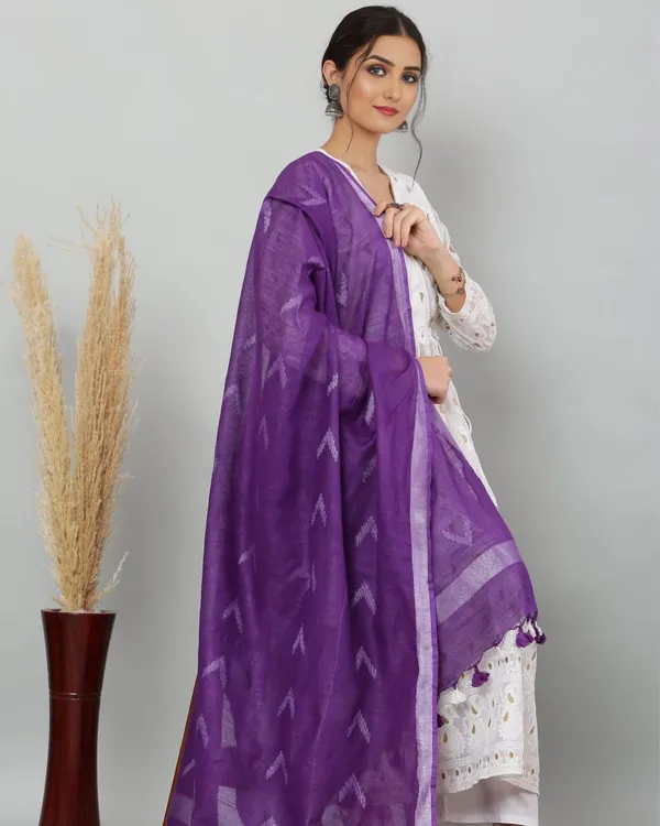 Dye_&_Drape_Pure_Cotton_Purple_Ikkat_Dupatta