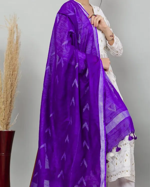Dye_&_Drape_Pure_Cotton_Purple_Ikkat_Dupatta