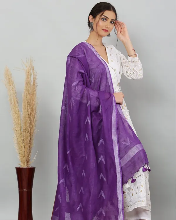 Dye_&_Drape_Pure_Cotton_Purple_Ikkat_Dupatta