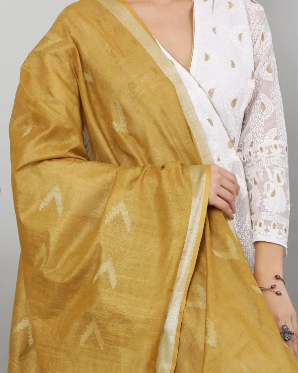 Dye_&_Drape_Pure_Cotton_Mustard_Ikkat_Dupatta