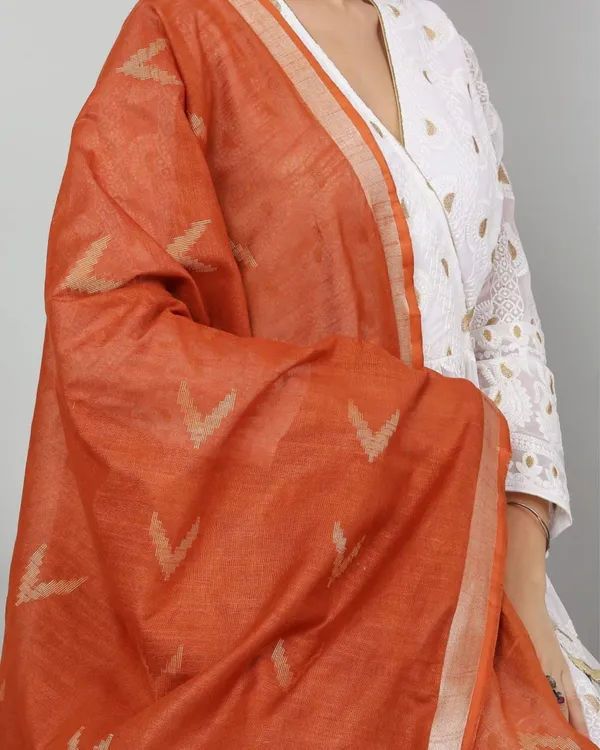 Dye_&_Drape_Pure_Cotton_Brown_Ikkat_Dupatta