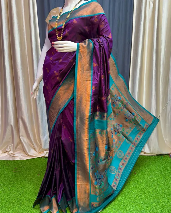 Marathi_Mood_Paithani_Silk_Meenakari_Buti_Plum_Purple_Saree