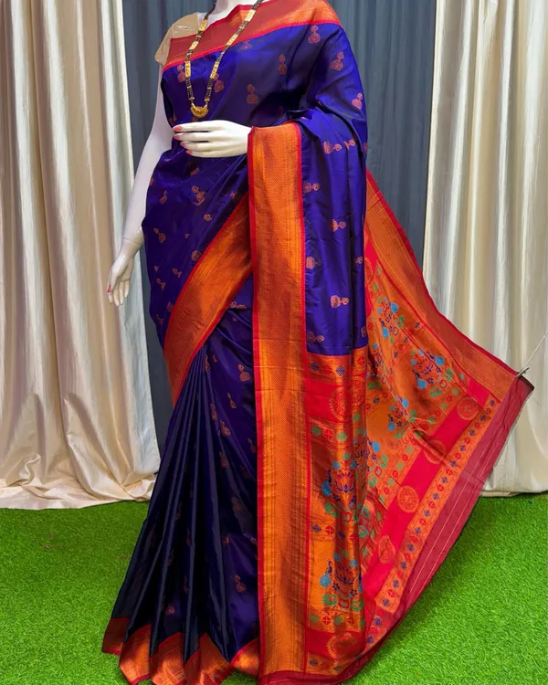 Marathi_Mood_Paithani_Silk_Meenakari_Buti_Royal_Violet_Saree