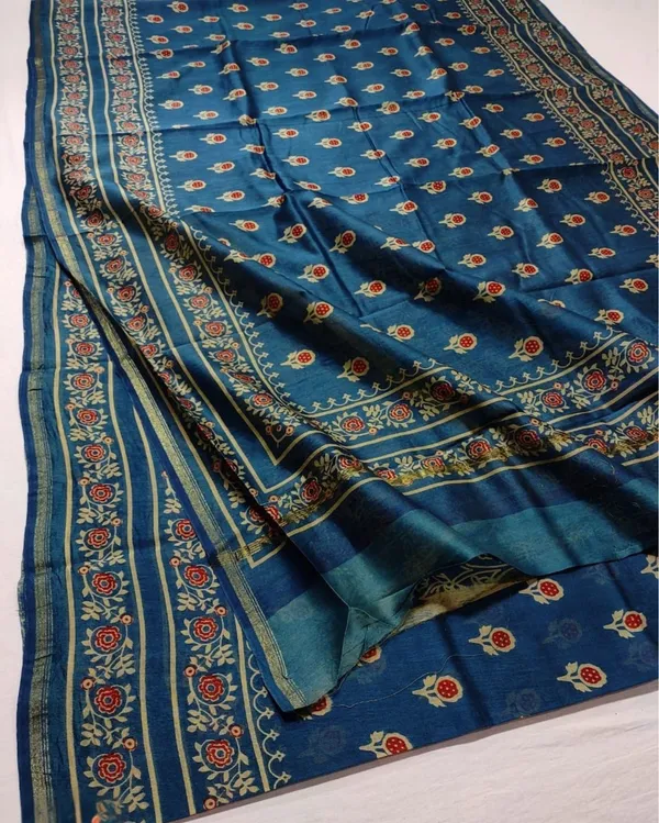 Lehrayein_Chanderi_Silk_Deep_Blue_Ajrakh_Printed_Saree