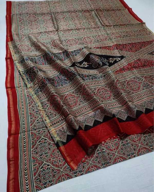 Lehrayein_Chanderi_Silk_Loud_Multicolor_Ajrakh_Printed_Saree