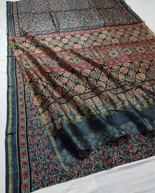 Lehrayein_Chanderi_Silk_Clear_Blue_Ajrakh_Printed_Saree