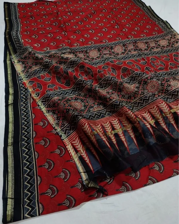 Lehrayein_Chanderi_Silk_Zesty_Red_Ajrakh_Printed_Saree