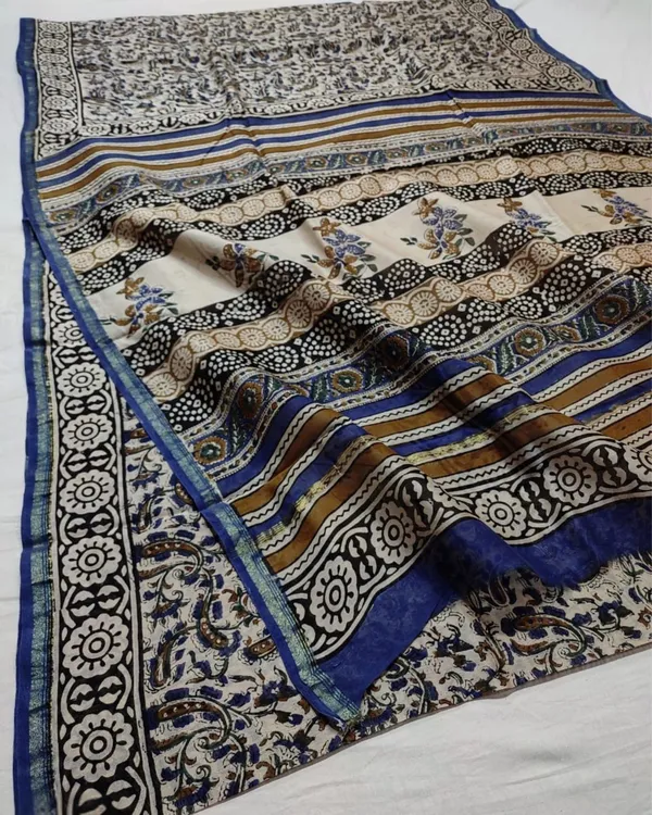 Whispering_Petals_Kalamkari_Chanderi_Silk_Dull_Beige_Saree