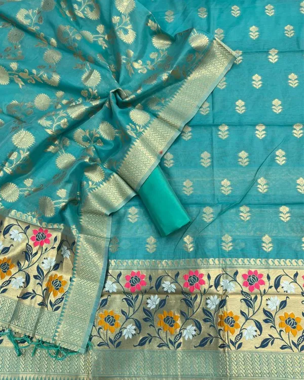 Noor-e-Banaras_Sky_Blue_Cotton_Brocade_Weaving_Suit