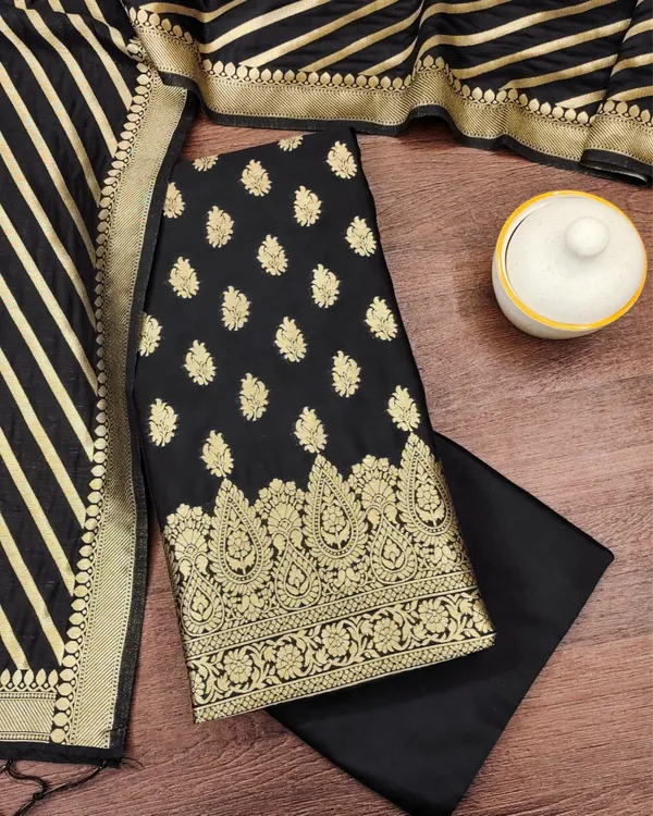 Noor-e-Banaras_Lichi_Silk_Black_Suit_Brocade_Weaving