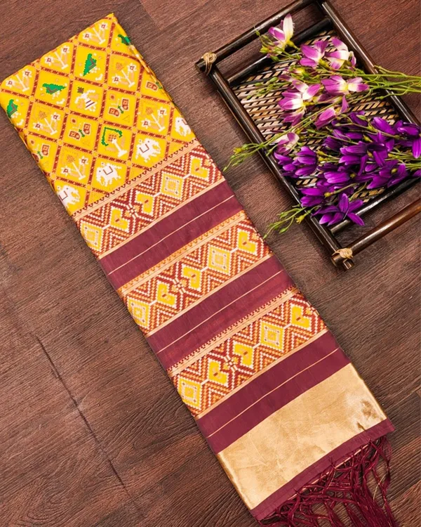 Noor-e-Banaras_Lichi_Silk_Maroon_Patola_Dupatta