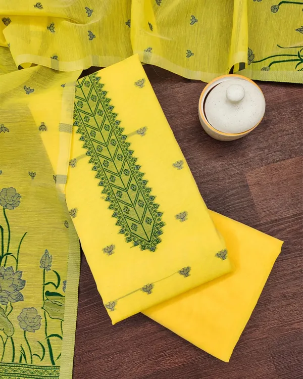 Noor-e-Banaras_Thread_Work_Cotton_Suit_Yellow