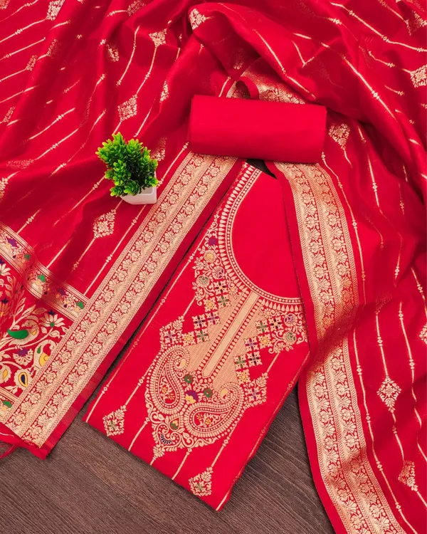Noor-e-Banaras_Cotton_Suit_Thread_Work_Bright_Red