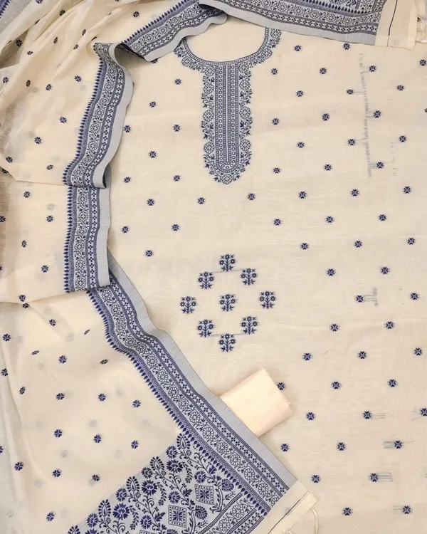 Noor-e-Banaras_Cream_&_Blue_Thread_Work_Cotton_Suit