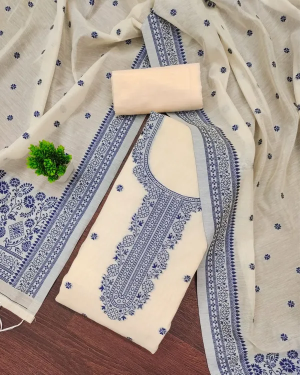 Noor-e-Banaras_Cream_&_Blue_Thread_Work_Cotton_Suit