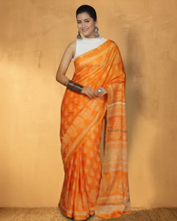Nargis_Ki_Roshini_Katan_Silk_Blockprint_Orange_Saree
