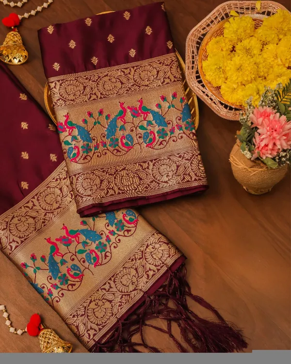 Noor-e-Banaras_Lichi_Silk_Brocade_Maroon_Suit