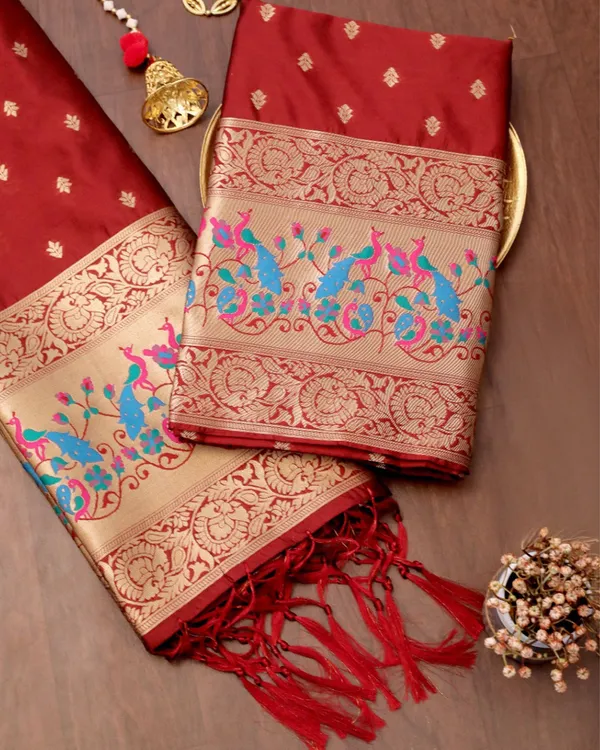 Noor-e-Banaras_Lichi_Silk_Brocade_Red_Suit