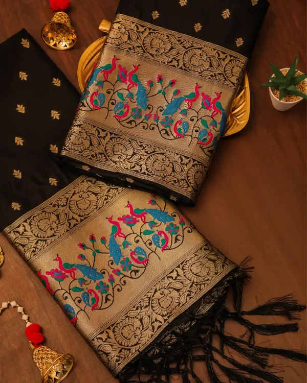 Noor-e-Banaras_Lichi_Silk_Brocade_Black_Suit