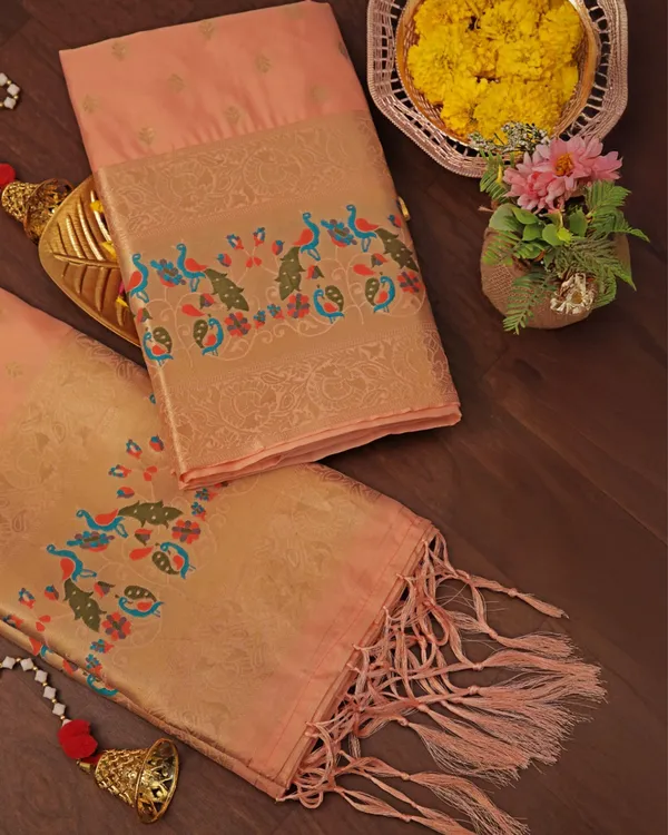 Noor-e-Banaras_Zari_Brocade_Peach_Silk_Suit