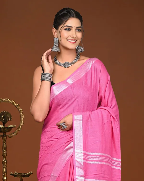 Noor-e-Linen_Hand_Dyed_Candy_Pink_Saree