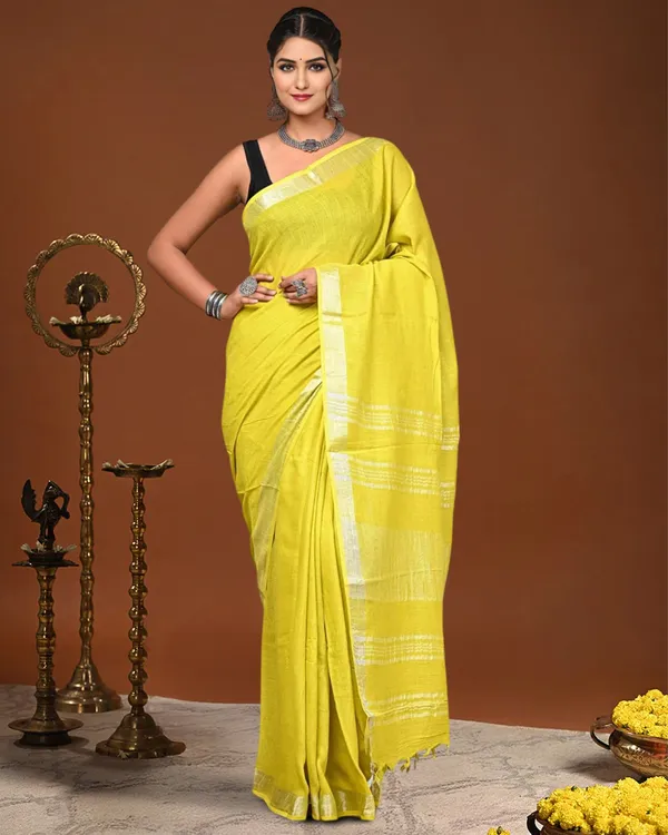 Noor-e-Linen_Hand_Dyed_Sunshine_Yellow_Saree