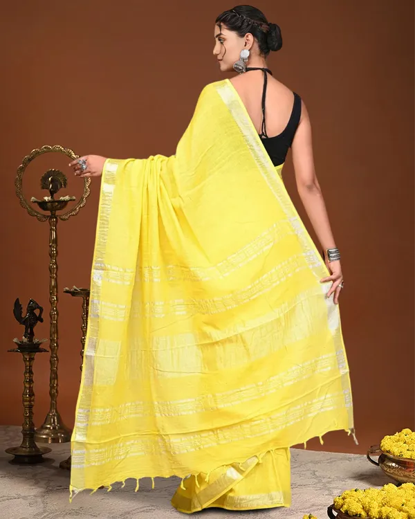 Noor-e-Linen_Hand_Dyed_Sunshine_Yellow_Saree
